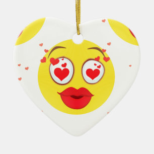 Adorno De Cerámica Emoji de beso de San Valentín