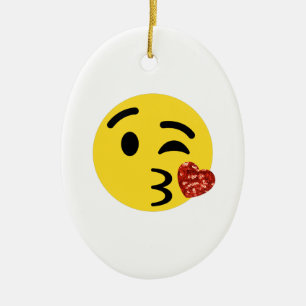 Adorno De Cerámica emoji de beso purpurina