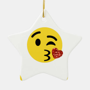 Adorno De Cerámica emoji de beso purpurina