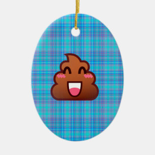 Adorno De Cerámica emoji de caca de plaid