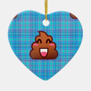 Adorno De Cerámica emoji de caca de plaid