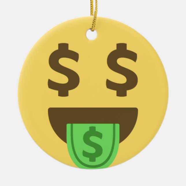 Adorno De Cerámica Emoji de dinero y efectivo (Frente)