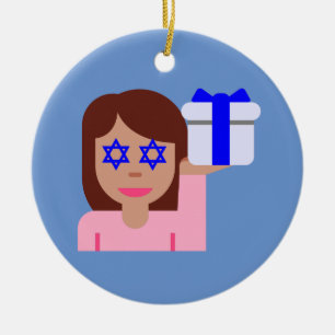 Adorno De Cerámica emoji de giro de pelo de chanukkah
