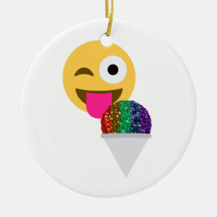 Adorno De Cerámica emoji de guiño purpurina