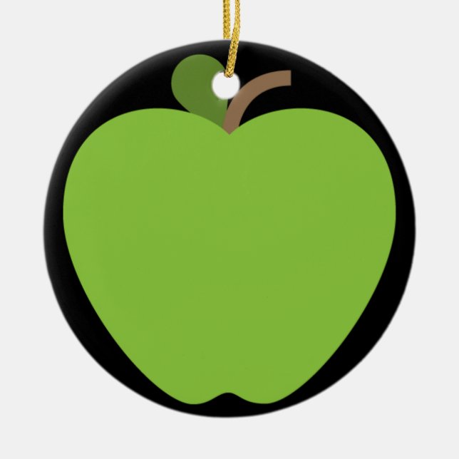 Adorno De Cerámica Emoji de manzana verde (Frente)