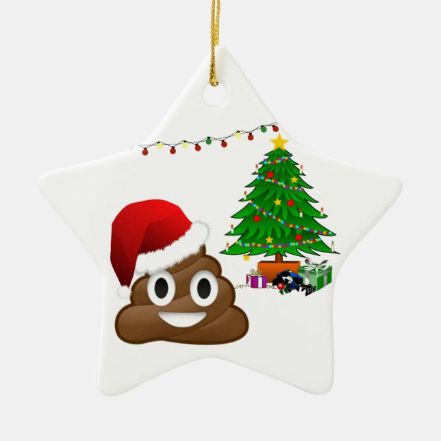 Adorno De Cerámica emoji de poo de navidades (Frente)