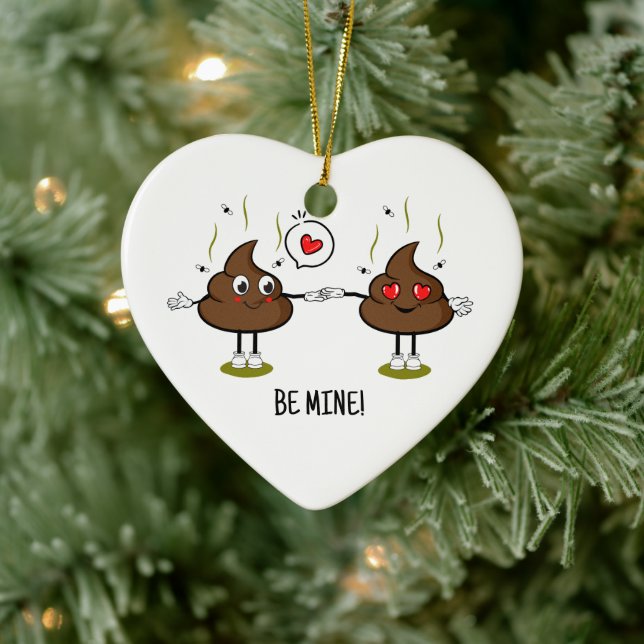 Adorno De Cerámica Emoji de popó personalizada Pareja de amor (Árbol)