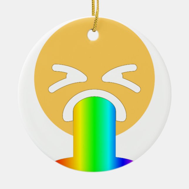 Adorno De Cerámica emoji de puke arco iris (Frente)