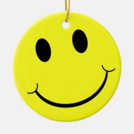Adorno De Cerámica Emoji de sonrisa amarilla brillante