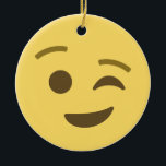 Adorno De Cerámica Emoji de Winking<br><div class="desc">Ornamento de la emoji de la cara de Winking. Arte de emoji versión 2 de EmojiOne. Con licencia Creative Commons (CC-BY 4.0).</div>
