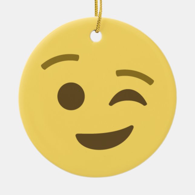 Adorno De Cerámica Emoji de Winking (Frente)
