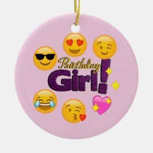 Adorno De Cerámica Emoji del chica del cumpleaños