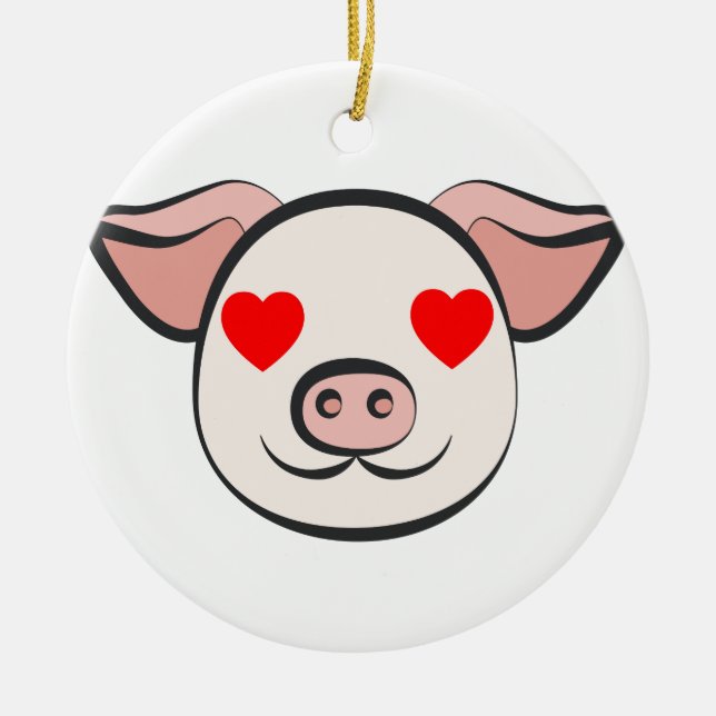 Adorno De Cerámica Emoji del corazón de cerdo (Frente)