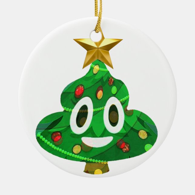 Adorno De Cerámica Emoji del impulso del árbol de navidad (Frente)