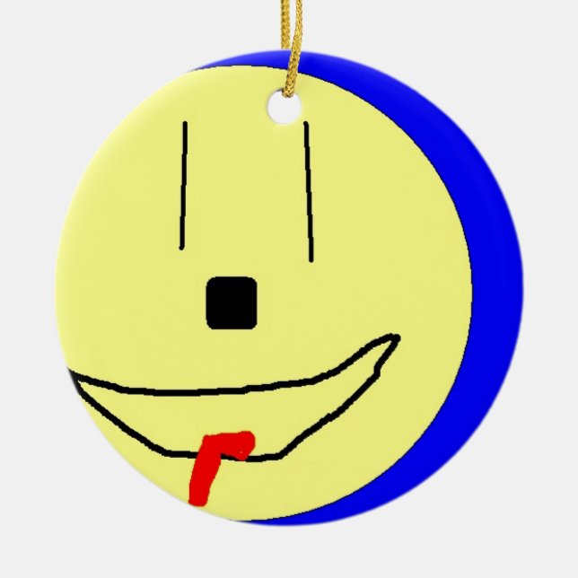 Adorno De Cerámica Emoji Dulce, Azul Amarillo, Arte Por Niños :) (Frente)