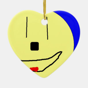 Adorno De Cerámica Emoji Dulce, Azul Amarillo, Arte Por Niños :)