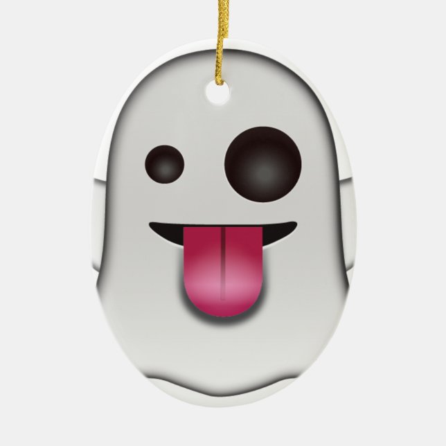 Adorno De Cerámica Emoji fantasma asustada Diversión Guay (Frente)