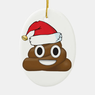 Adorno De Cerámica Emoji hilarante del impulso de Navidad
