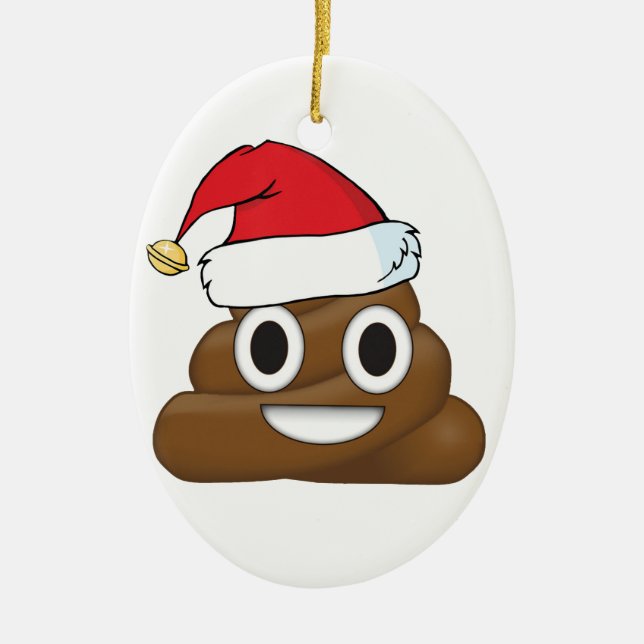 Adorno De Cerámica Emoji hilarante del impulso de Navidad (Frente)