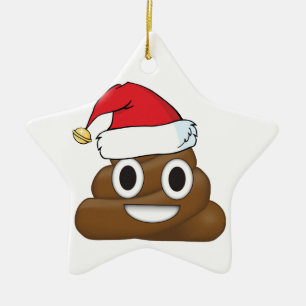 Adorno De Cerámica Emoji hilarante del impulso de Navidad