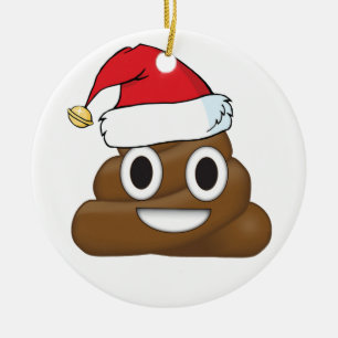 Adorno De Cerámica Emoji hilarante del impulso de Navidad