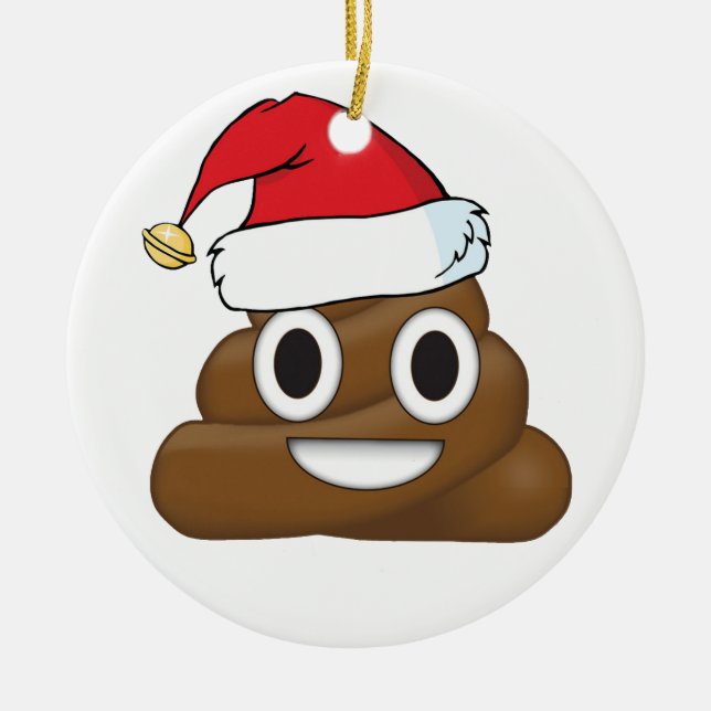 Adorno De Cerámica Emoji hilarante del impulso de Navidad (Frente)