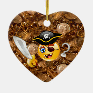 Adorno De Cerámica emoji pirata del tesoro