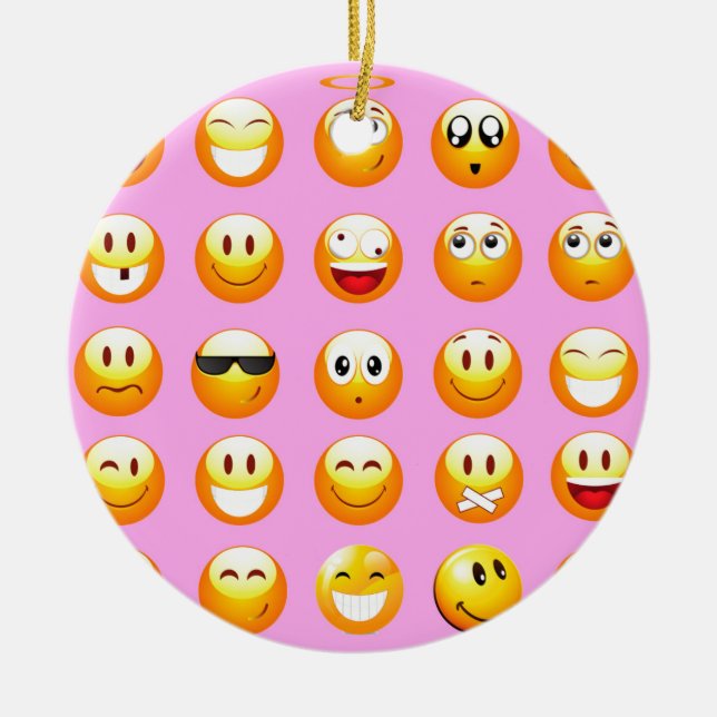 Adorno De Cerámica emoji rosa pastel (Frente)