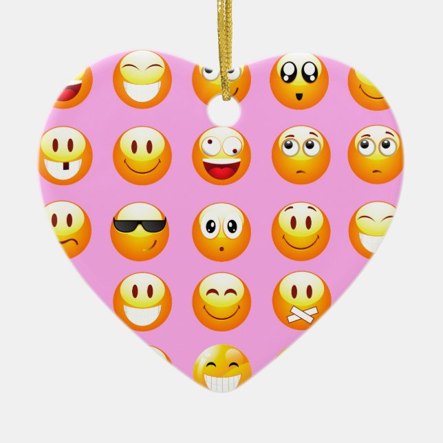 Adorno De Cerámica emoji rosa pastel (Frente)