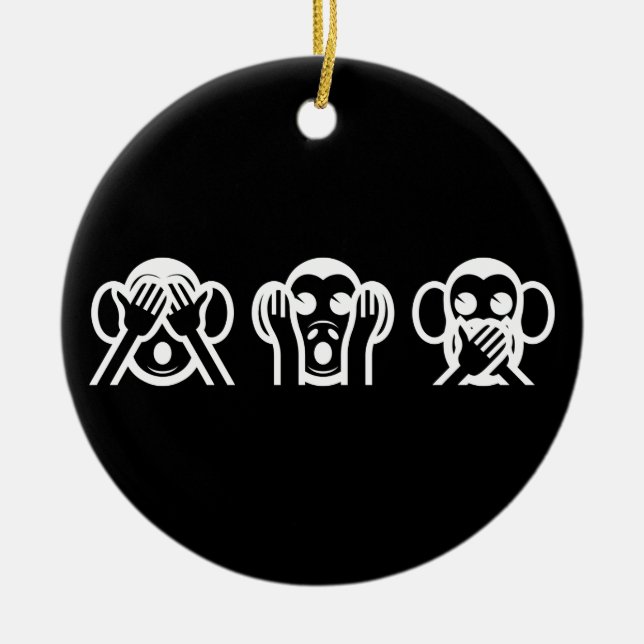 Adorno De Cerámica Emoji sabia de 3 monos (Frente)