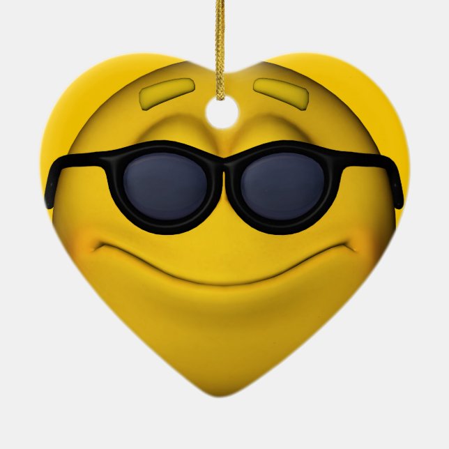 Adorno De Cerámica Emoticón Con Gafas De Sol (Atrás)