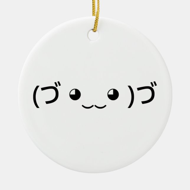 Adorno De Cerámica Emoticon de abrazo (づ ◕ ‿ ‿ ◕)づ japonés Kaomoji (Frente)