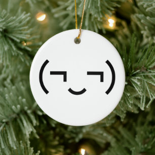 Adorno De Cerámica Emoticon smug (‿) Kaomoji japonés