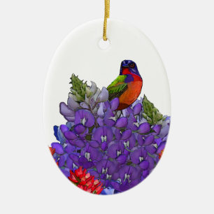 Adorno De Cerámica Empavesado pintado en Bluebonnets