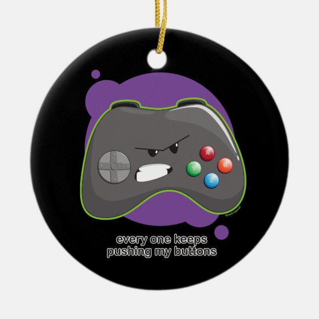 Adorno De Cerámica Empujar mis botones (Frente)