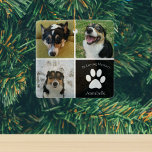 Adorno De Cerámica En amor por la memoria Personalizado Collage de fo<br><div class="desc">Este hermoso adorno navideño de fotos de perros personalizados es personalizado con adorables fotos y recuerdos de tu dulce cachorro. Personalizar este reflexivo regalo de condolencia con sus propias fotografías de mascotas personalizados alrededor de una plaza negra con una bonito de papel blanco y el nombre de su perro en...</div>