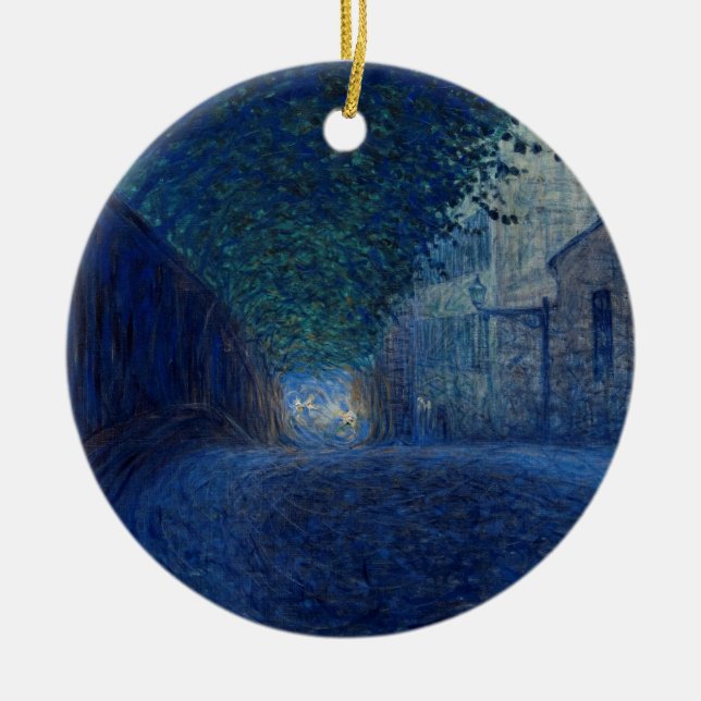 Adorno De Cerámica En Dusk (Paisaje nocturno) (Escena nocturna) (Frente)