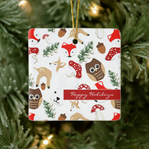 Adorno De Cerámica En el patrón de vacaciones de los Navidades forest