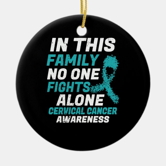 Adorno De Cerámica En esta familia nadie lucha solo contra el cáncer  (Frente)