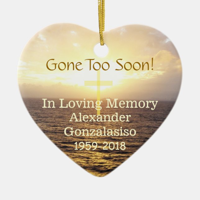 Adorno De Cerámica En la memoria amorosa cruz sagrada (Frente)