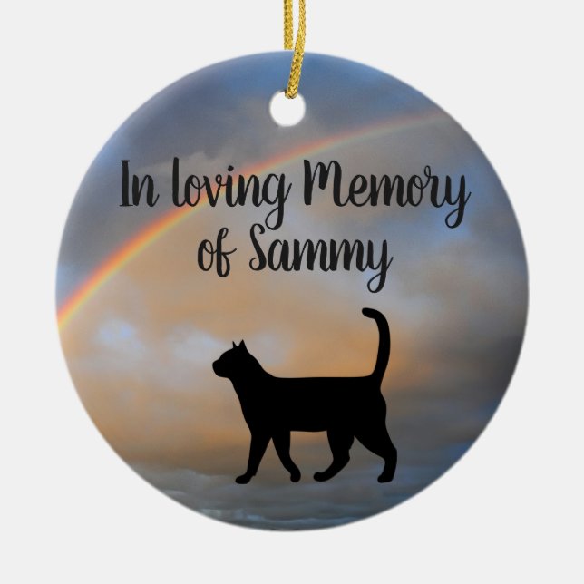 Adorno De Cerámica En memoria cariñosa gato conmemorativo conocido (Frente)