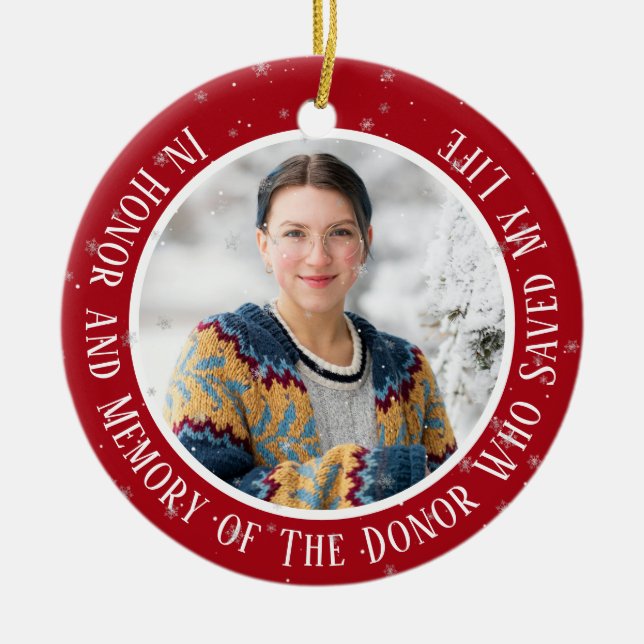 Adorno De Cerámica En memoria de mis donantes transplantan Navidades (Frente)