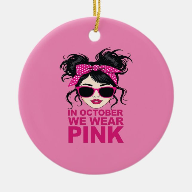 Adorno De Cerámica En Octubre Usamos Conciencia Sobre El Cáncer De Ma (Frente)