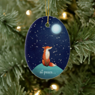 Adorno De Cerámica en paz, Fox personalizada y Navidades de Luna llen