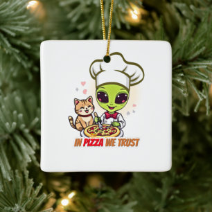 Adorno De Cerámica En Pizza Confiamos Arte de Chef Alien