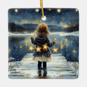 Adorno De Cerámica Encantada noche de invierno sorprende a los niños