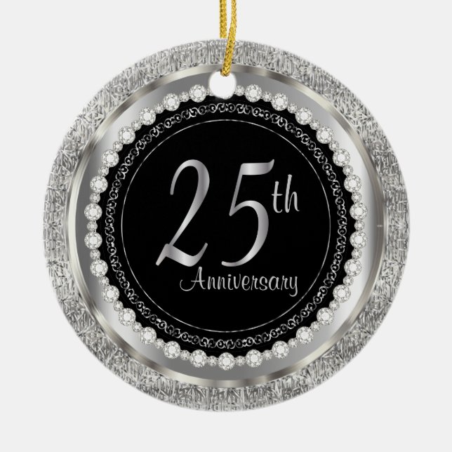 Adorno De Cerámica Encantador 25° aniversario de Boda de Plata (Frente)