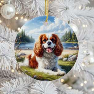 Adorno De Cerámica Encantador Cavalier King Charles Spaniel Recuerdo