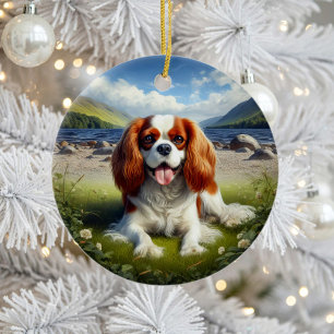 Adorno De Cerámica Encantador Cavalier King Charles Spaniel Recuerdo