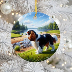 Adorno De Cerámica Encantador Cavalier King Charles Spaniel Recuerdo